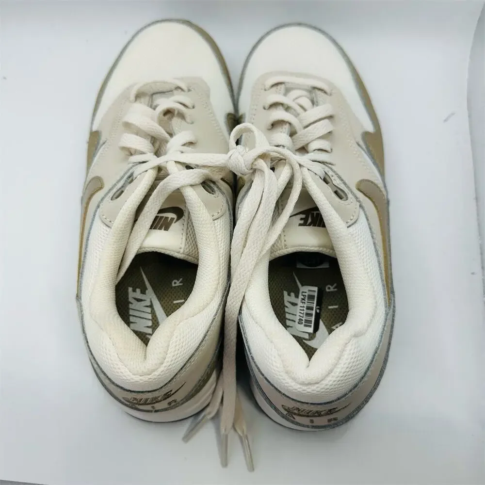 Nike Air Max 1 'Phantom Light Orewood Brown Khaki' Low Top Shoes Size 5.5Y / 7W